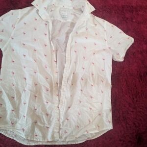 Cactus White Flamingo Print Casual Shirt